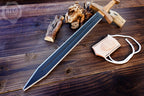 Wooden Viking Toy Sword with Leather Scabbard – Handmade, Personalised Toy - C