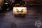 Metal Dice in Wooden Box - Pyrography: Evil Eyes - Hand-made, Personalized Dungeons and dragons Gift