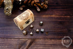 Metal Dice in Wooden Box - Pyrography: Viking Knot - Hand-made, Personalized Dungeons and dragons Gift