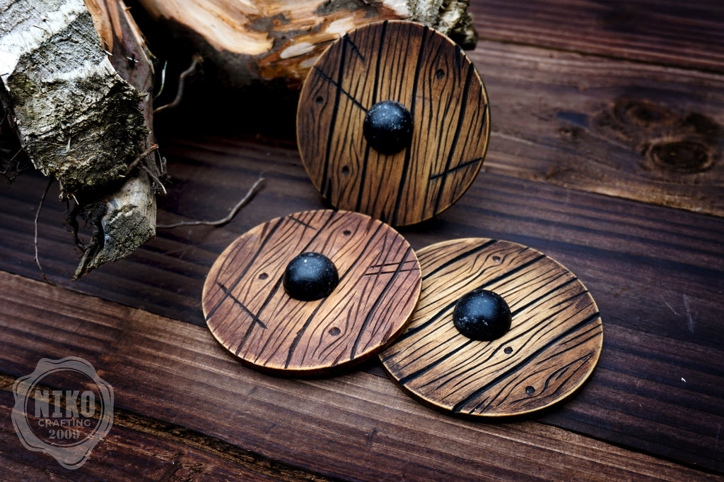 Wooden Fridge Magnet - Viking Round Shield: Hand-Carved,Personalised and Unique (a)