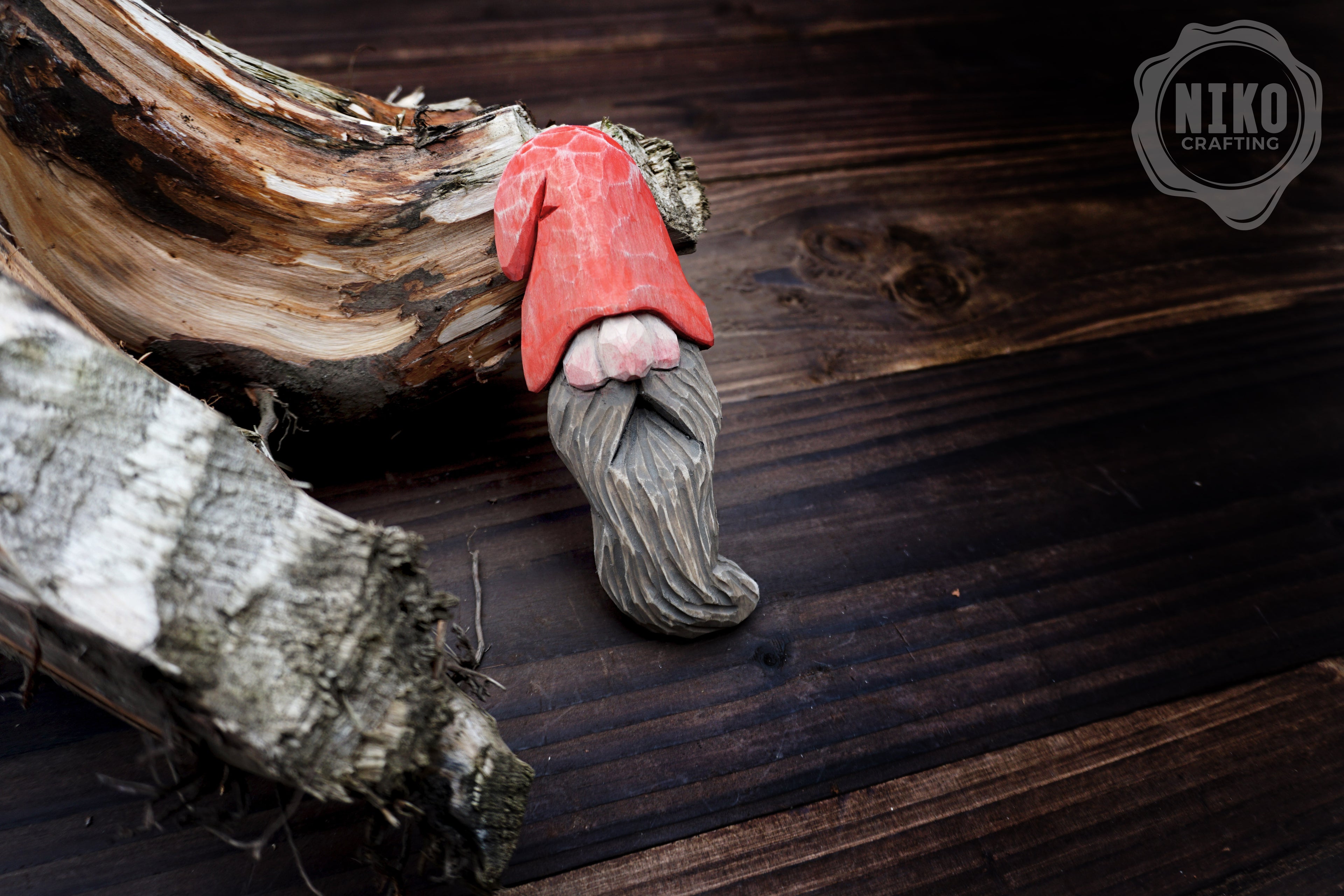 Hand-Carved Wooden Gnome Fridge Magnet – Personalized Rustic Home Décor - Basswood Dwarf figurine.