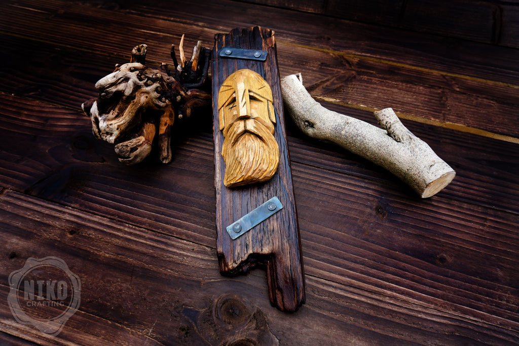 Hand-Carved Odin Wall Art- Rustic Viking Decoration. Personalised gift