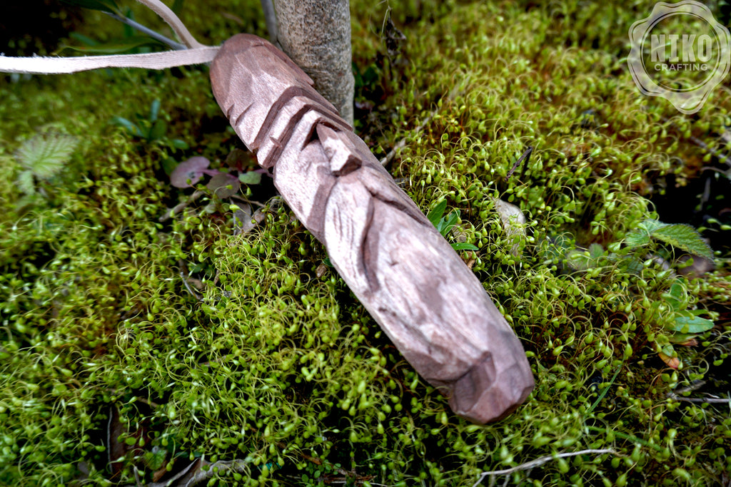 Hand-Carved Wooden Viking Ornament - Unique Personalized Rustic wall Decor: home spirit