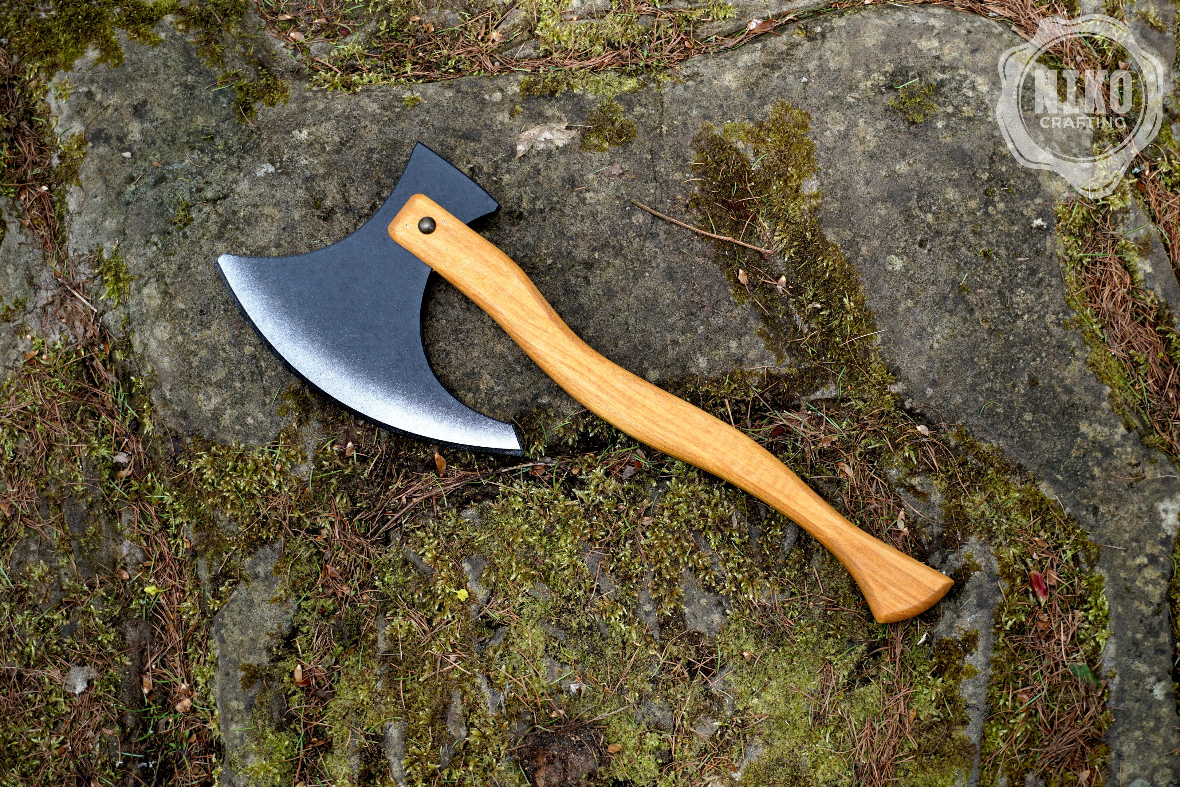 Wooden Medieval Toy Axe – Handmade Personalised, Unique Gift - B