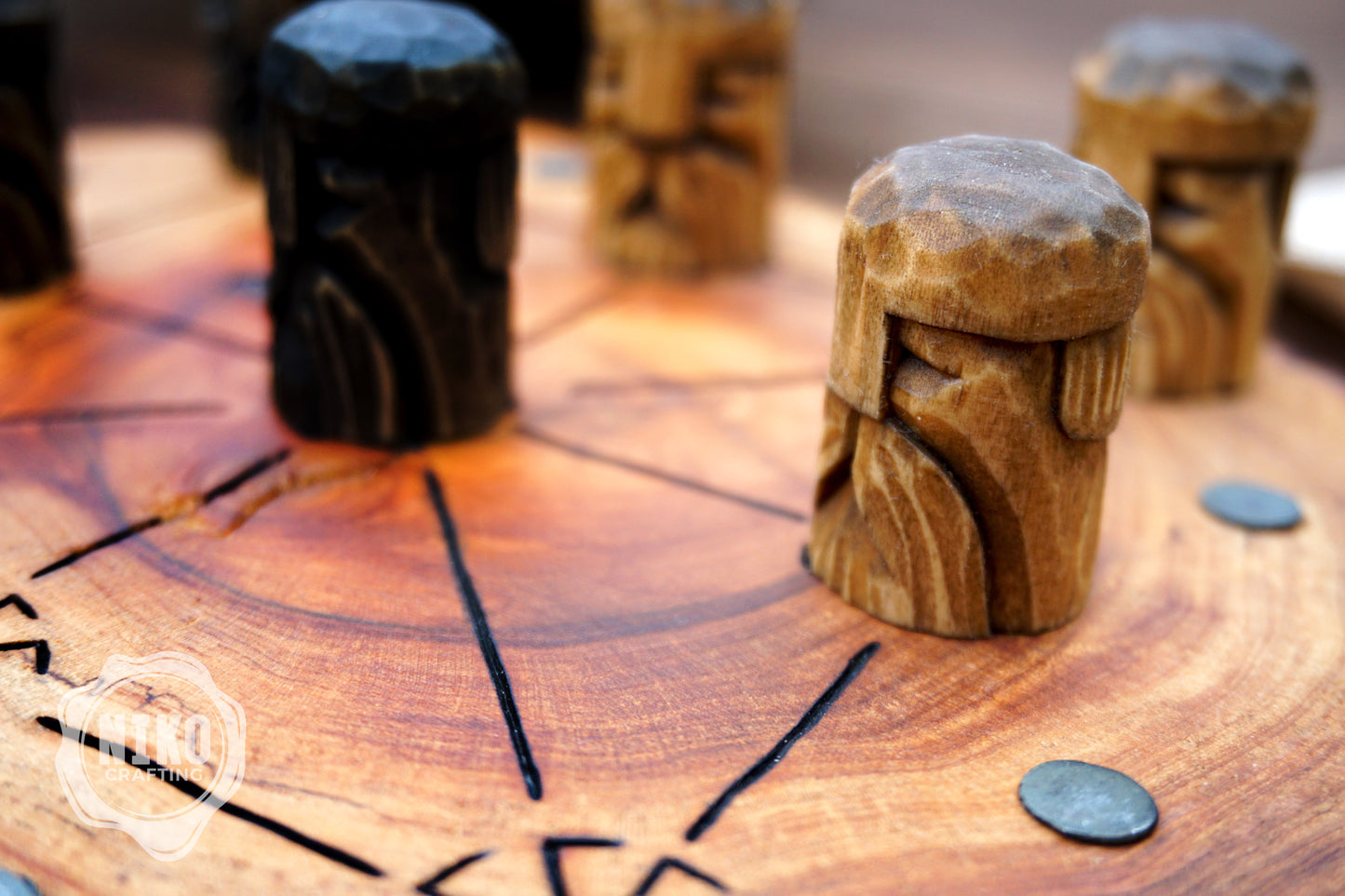 Three Men’s Morris – Handmade Wooden Board Game - Slavic Version - slavic swarga