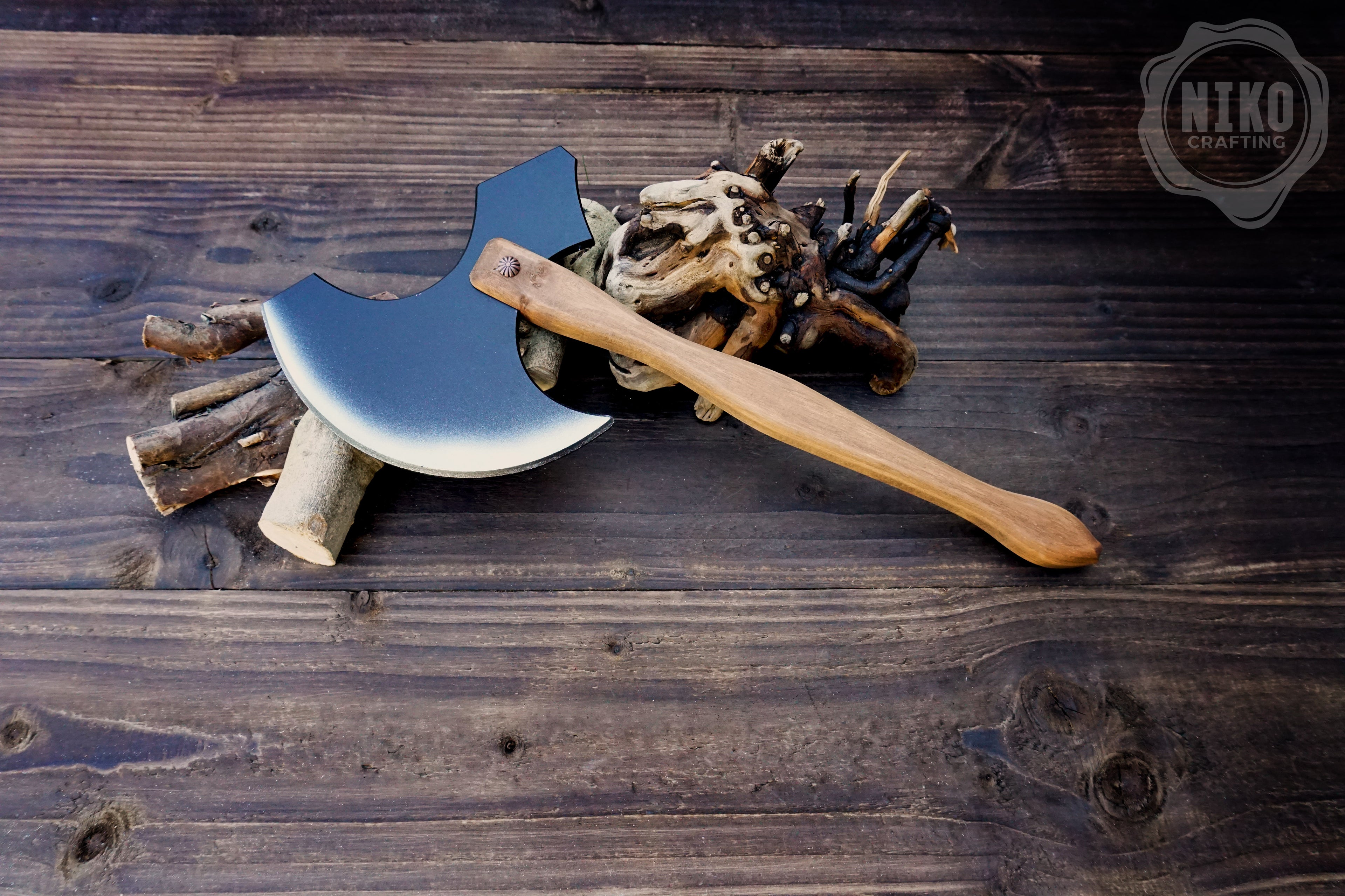 Wooden Medieval Toy Axe – Handmade Personalised, Unique Gift - A