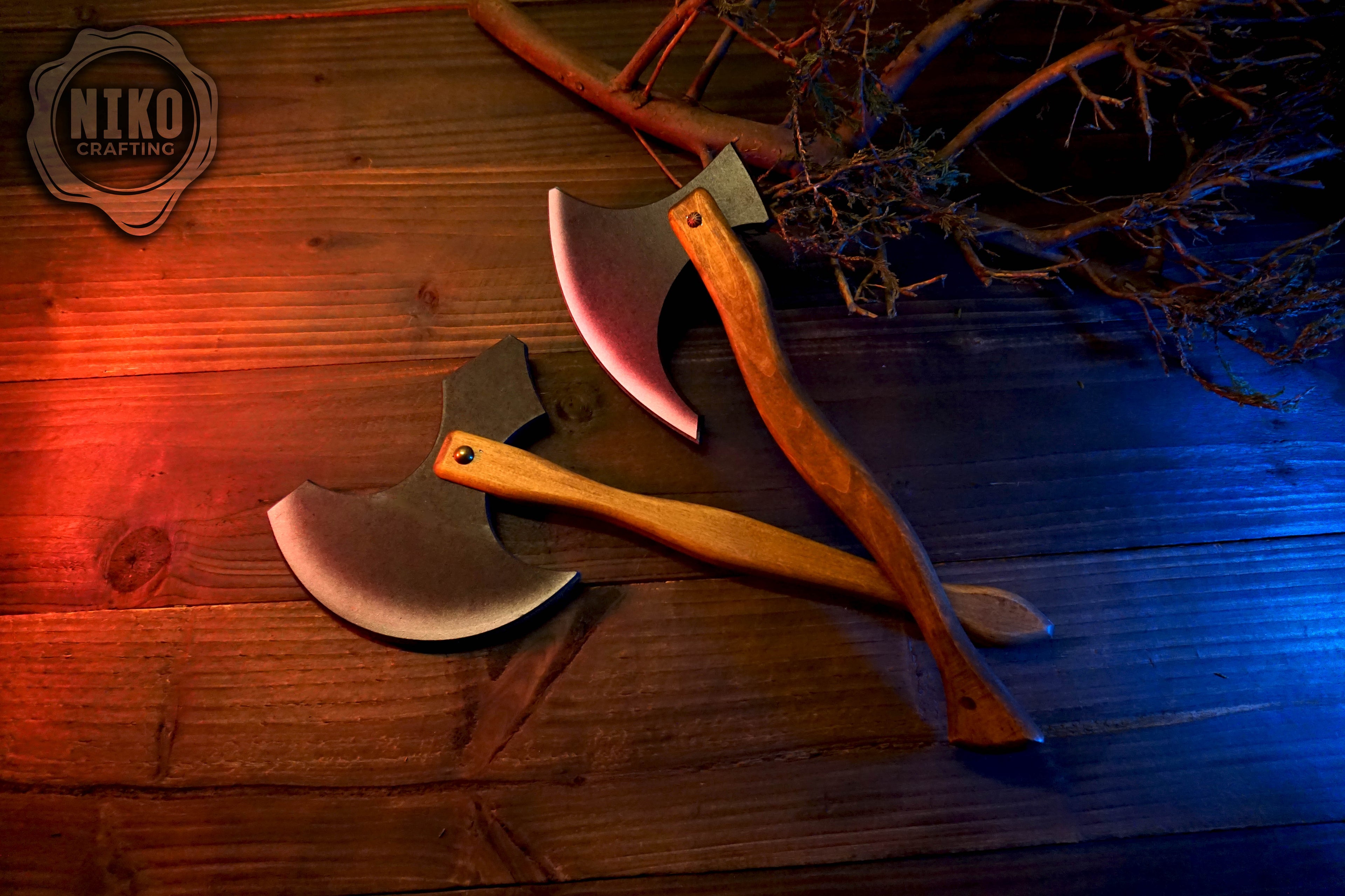 Wooden Medieval Toy Axe – Handmade Personalised, Unique Gift - B