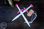 Pink Wooden Toy Sword with Leather Scabbard: Handmade, Personalised Gift