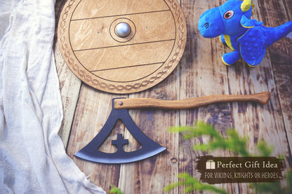 Wooden Viking Axe and Round Shield - Gotland - Handmade Personalised Toy