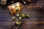 DnD Dice in Wooden Box - Pyrography: Mushroom - Hand-made, Personalized Dungeons and dragons Gift