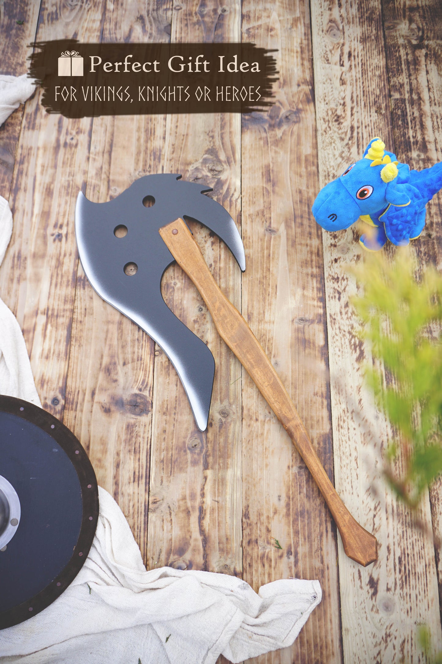 Wooden Large Fantasy Toy Axe - Personalised, Unique Gift.