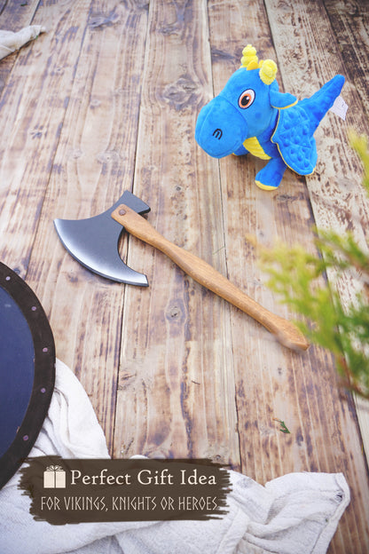 Wooden Medieval Toy Axe – Handmade Personalised, Unique Gift - B