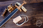 Wooden Viking Toy Sword with Leather Scabbard – Handmade, Personalised Toy - A