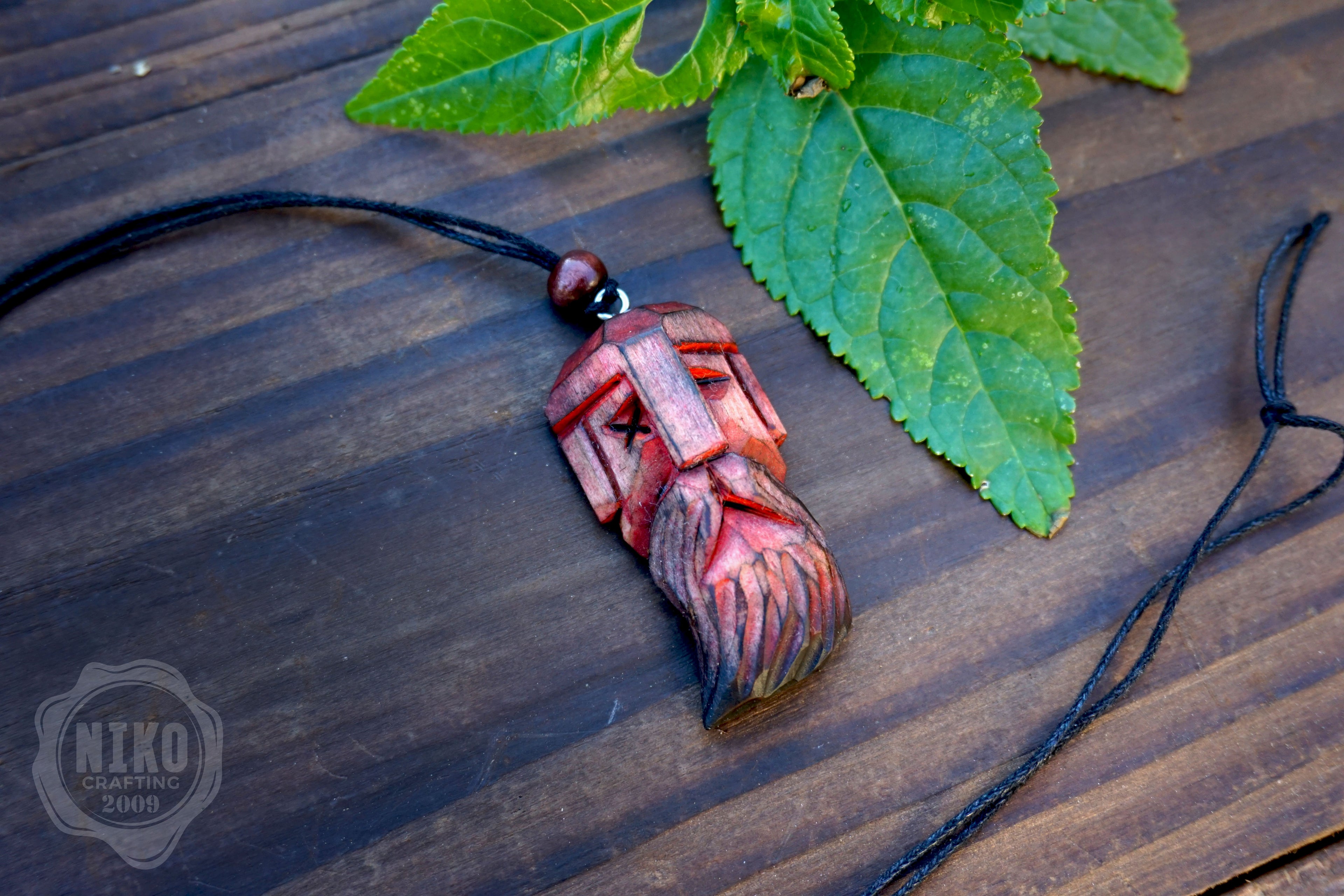 Hand-Carved Odin Pendant - Norse Jewellery. Wooden Viking Necklace - Personalized whittling gift.