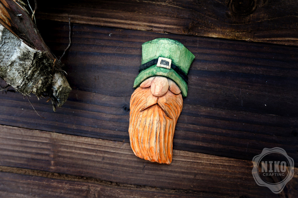 Hand-Carved Wooden Leprechaun, gnome - Personalized Hanging Home Decoration