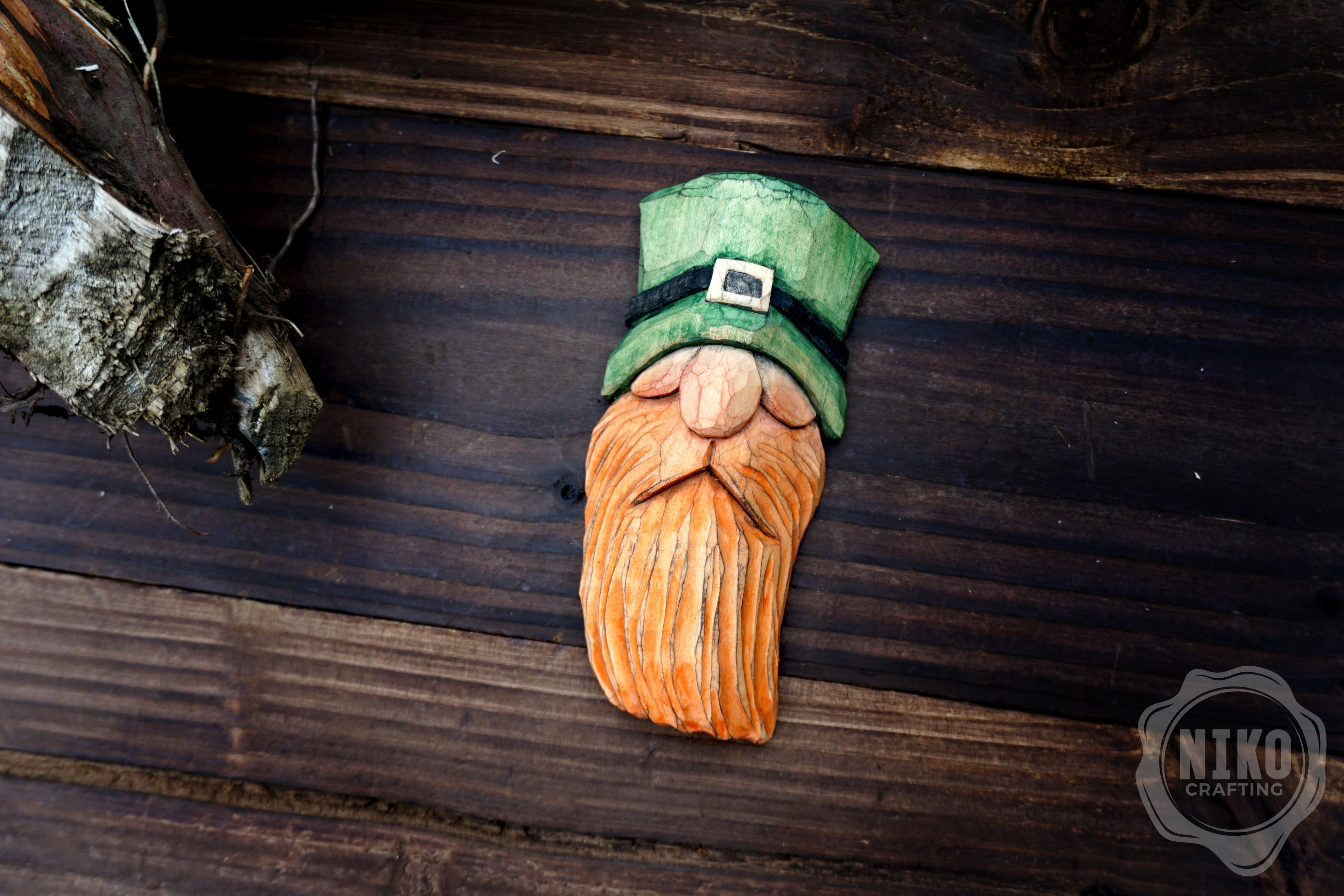 Hand-Carved Wooden Leprechaun, gnome - Personalized Hanging Home Decoration