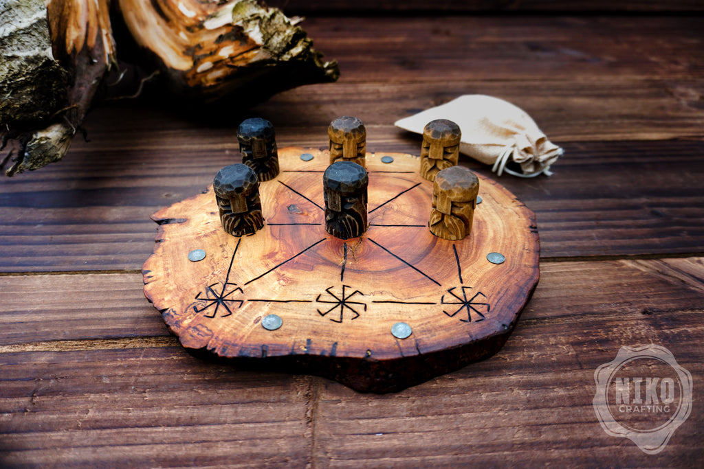 Three Men’s Morris – Handmade Wooden Board Game - Slavic Version - slavic swarga