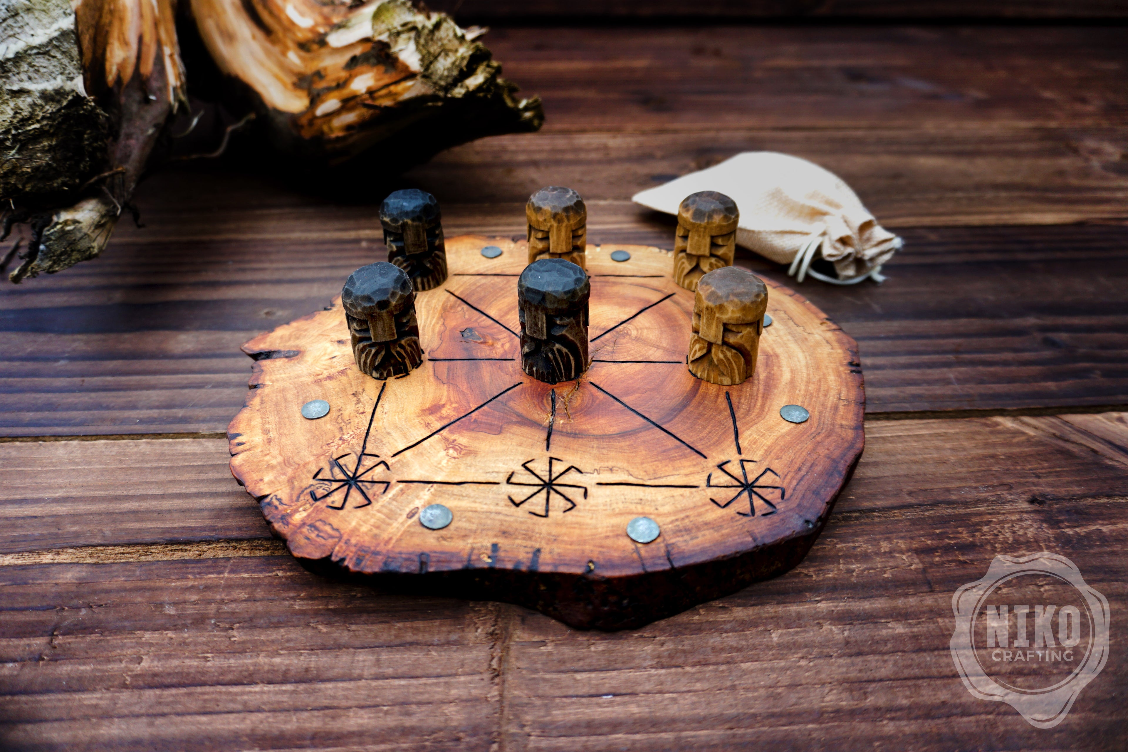 Three Men’s Morris – Handmade Wooden Board Game - Slavic Version - slavic swarga