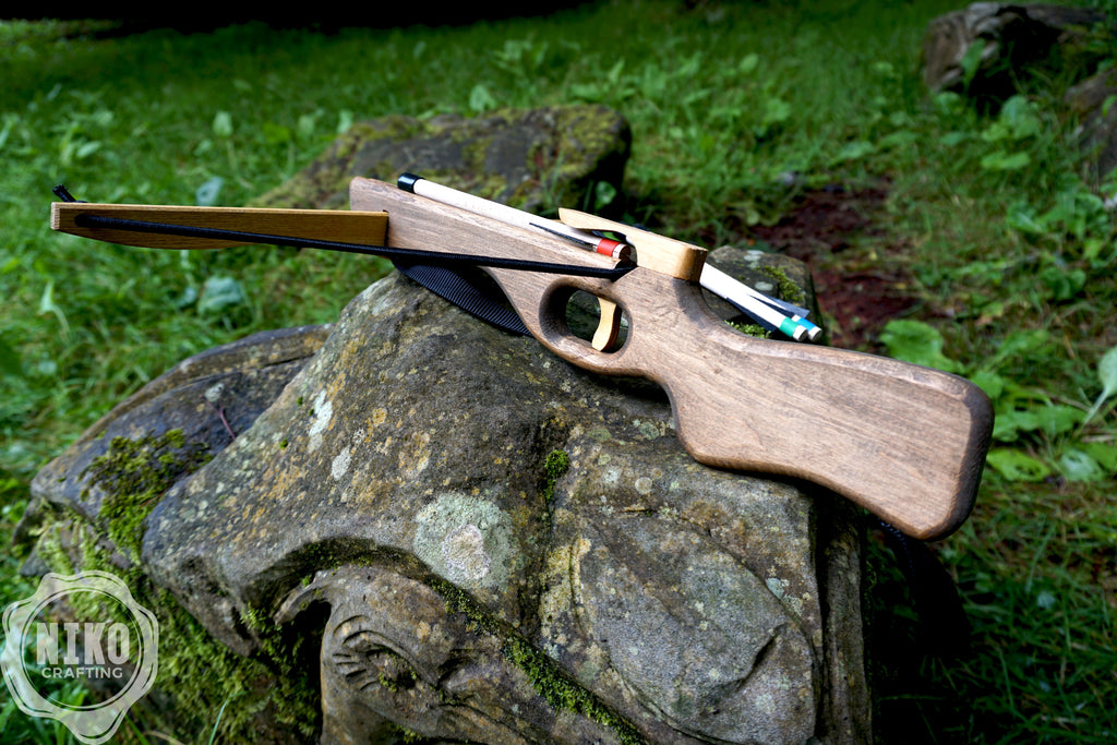 Small Wooden Crossbow and 3 Arrows: Handmade, Personalised Gift