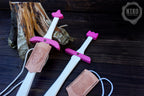 Pink Wooden Toy Sword with Leather Scabbard: Handmade, Personalised Gift