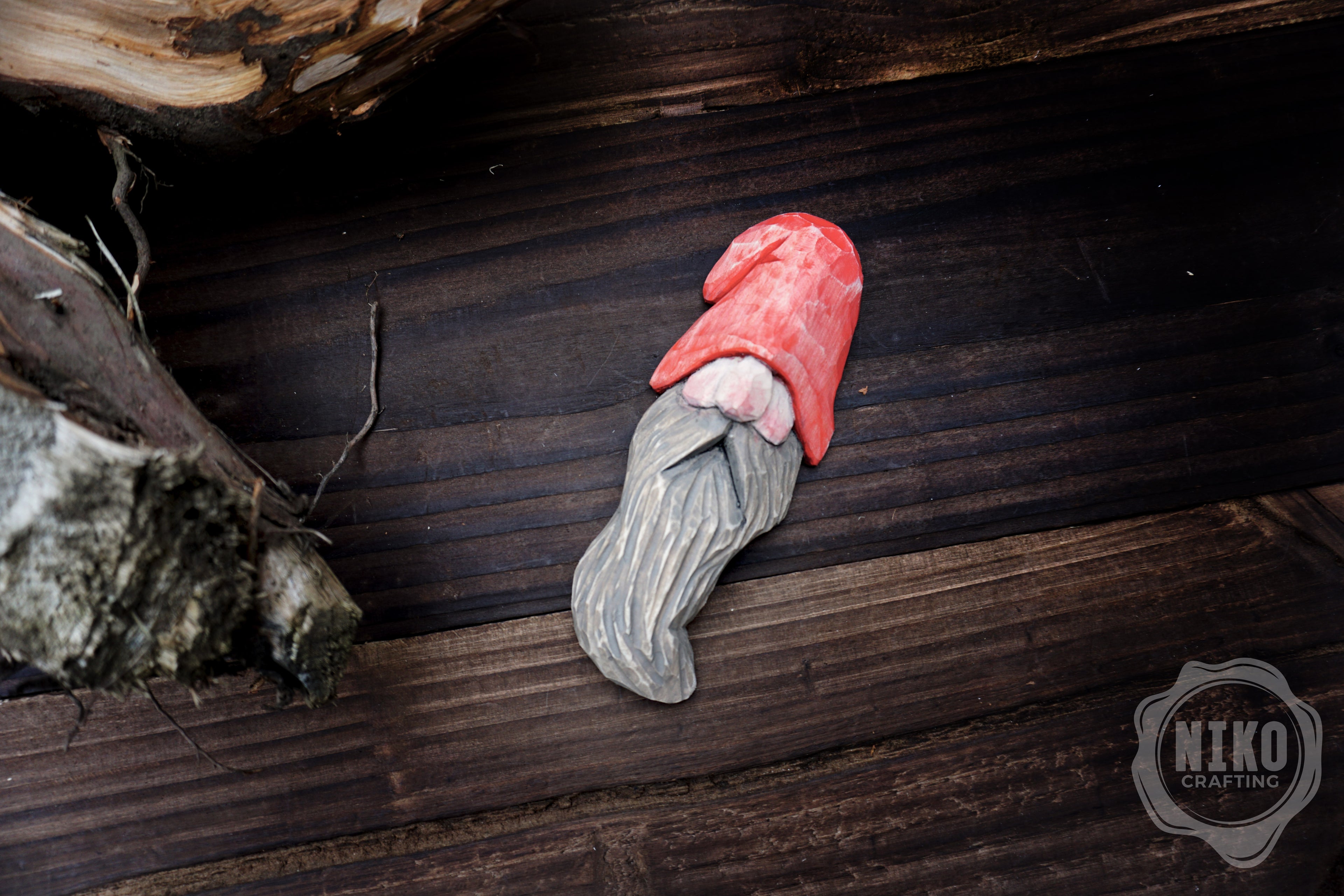 Hand-Carved Wooden Gnome Fridge Magnet – Personalized Rustic Home Décor - Basswood Dwarf figurine.