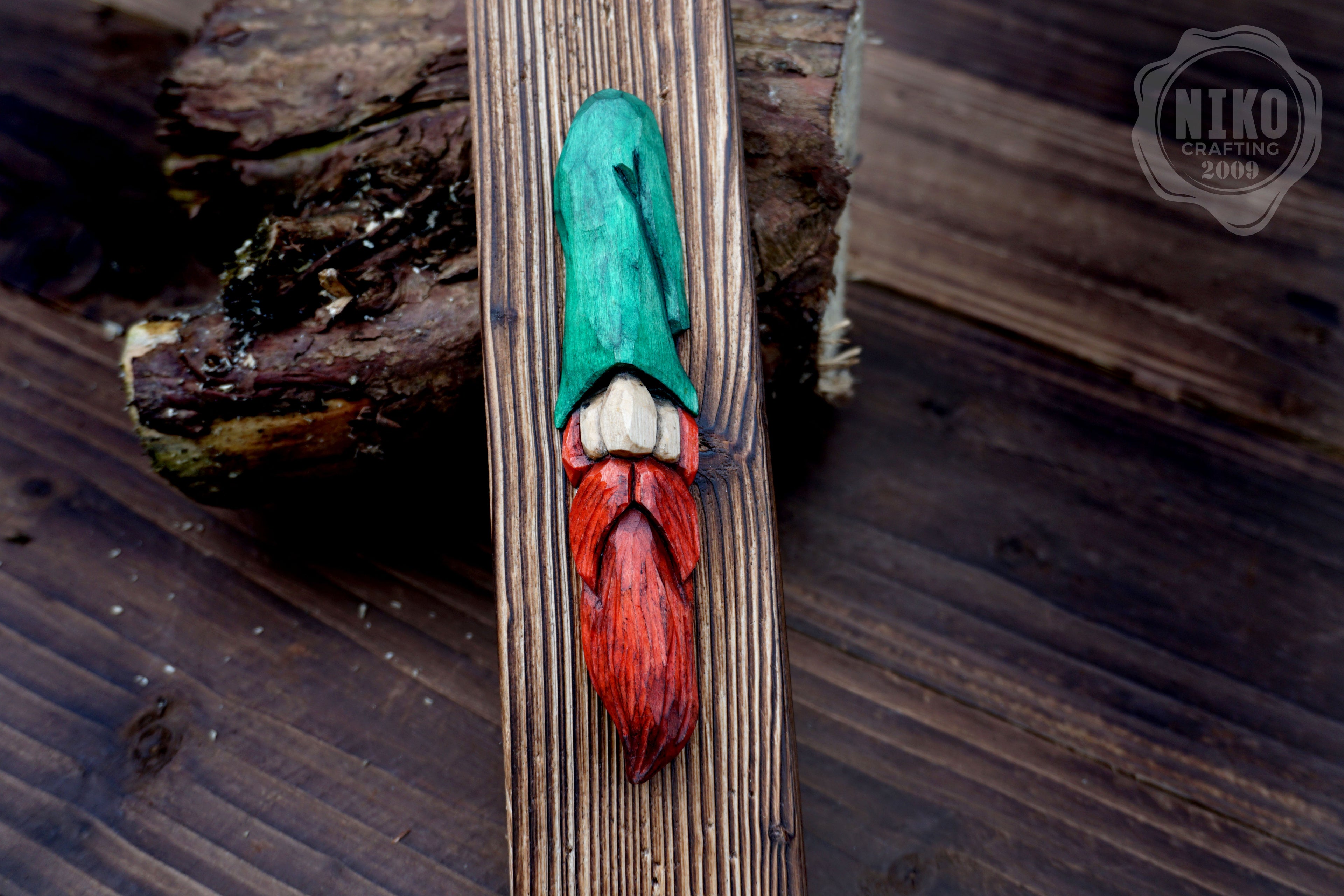 Hand-Carved Gnome Wall Art - Handmade Personalised Home Protection Gnome - Amulet