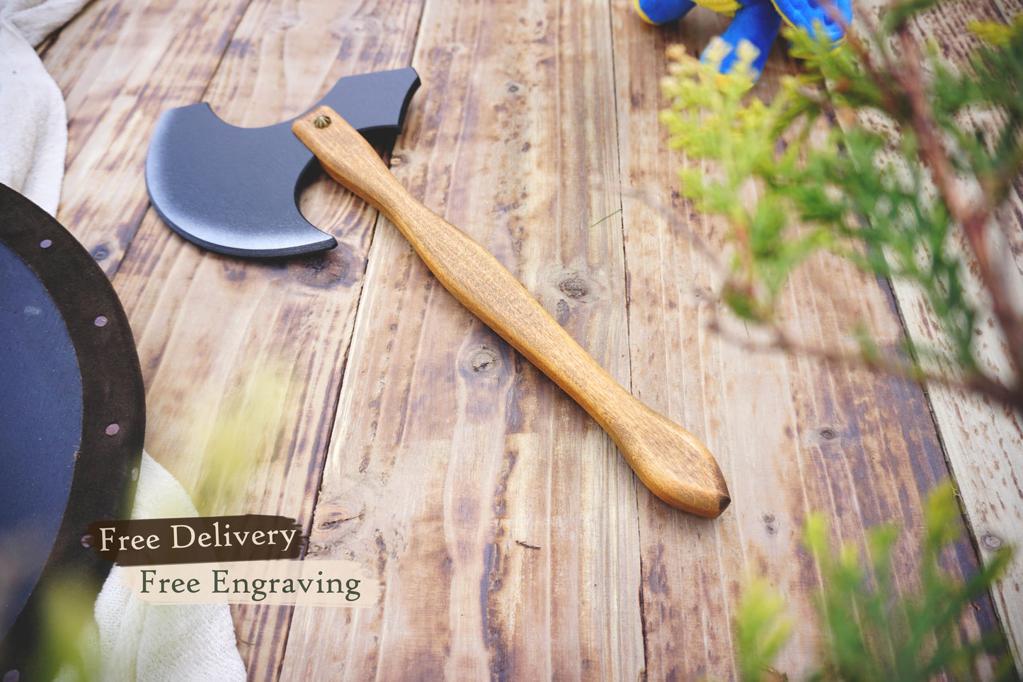 Wooden Medieval Toy Axe – Handmade Personalised, Unique Gift - A