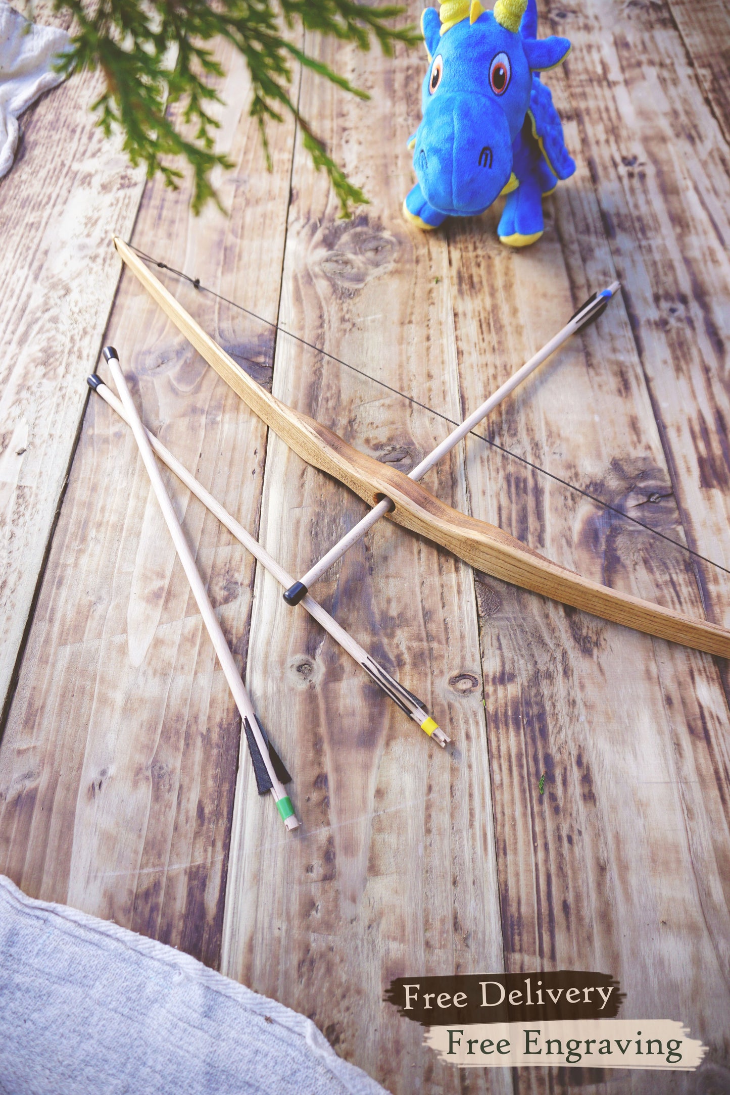Personalized Small Wooden Bow and Arrows: Handcrafted Medieval Style Outdor Play, Costume