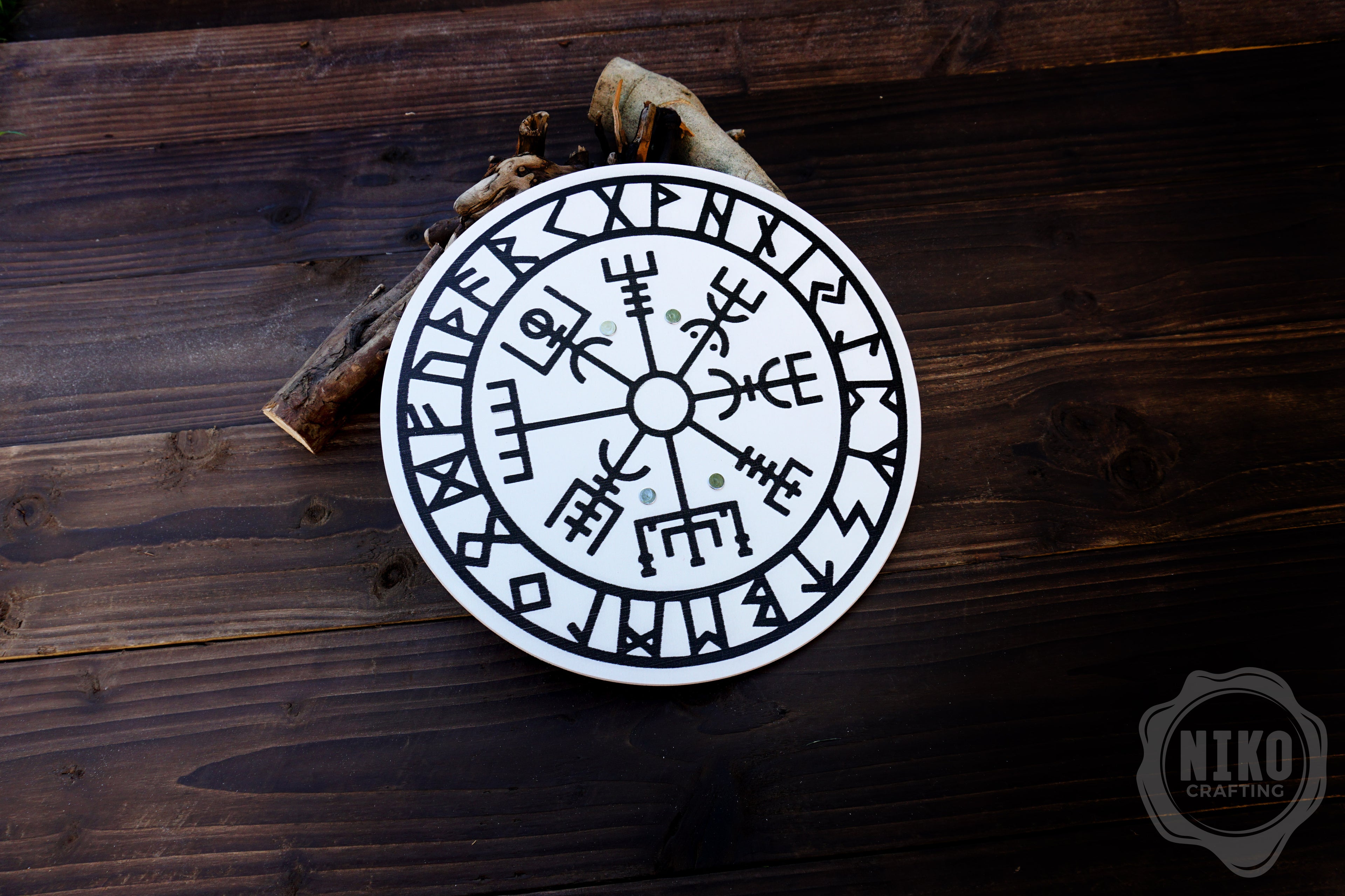 Wooden Small Toy Axe and Vegvisir Shield - Handmade, Personalised gift
