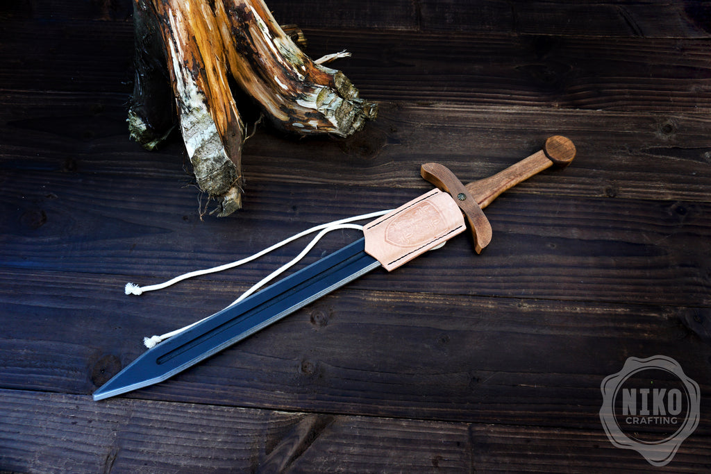 Wooden Toy Sword with Knight Shield and Scabbard - Personalised, handmade gift