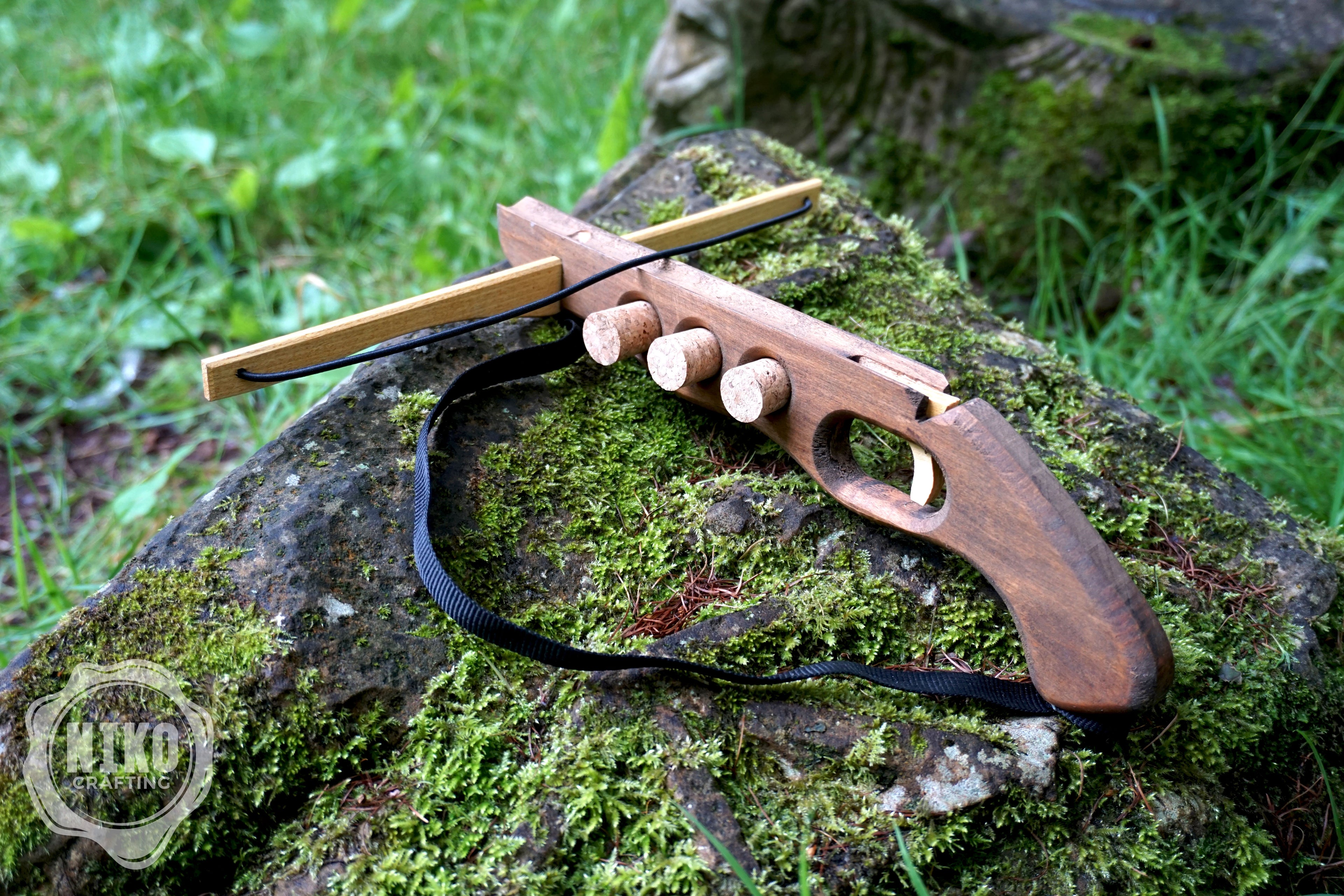 Wooden Cork-Crossbow and 3 corck: Handmade, Personalised Gift toy