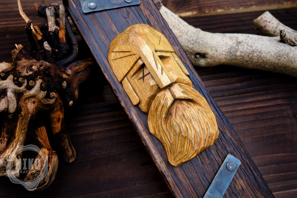 Hand-Carved Odin Wall Art- Rustic Viking Decoration. Personalised gift