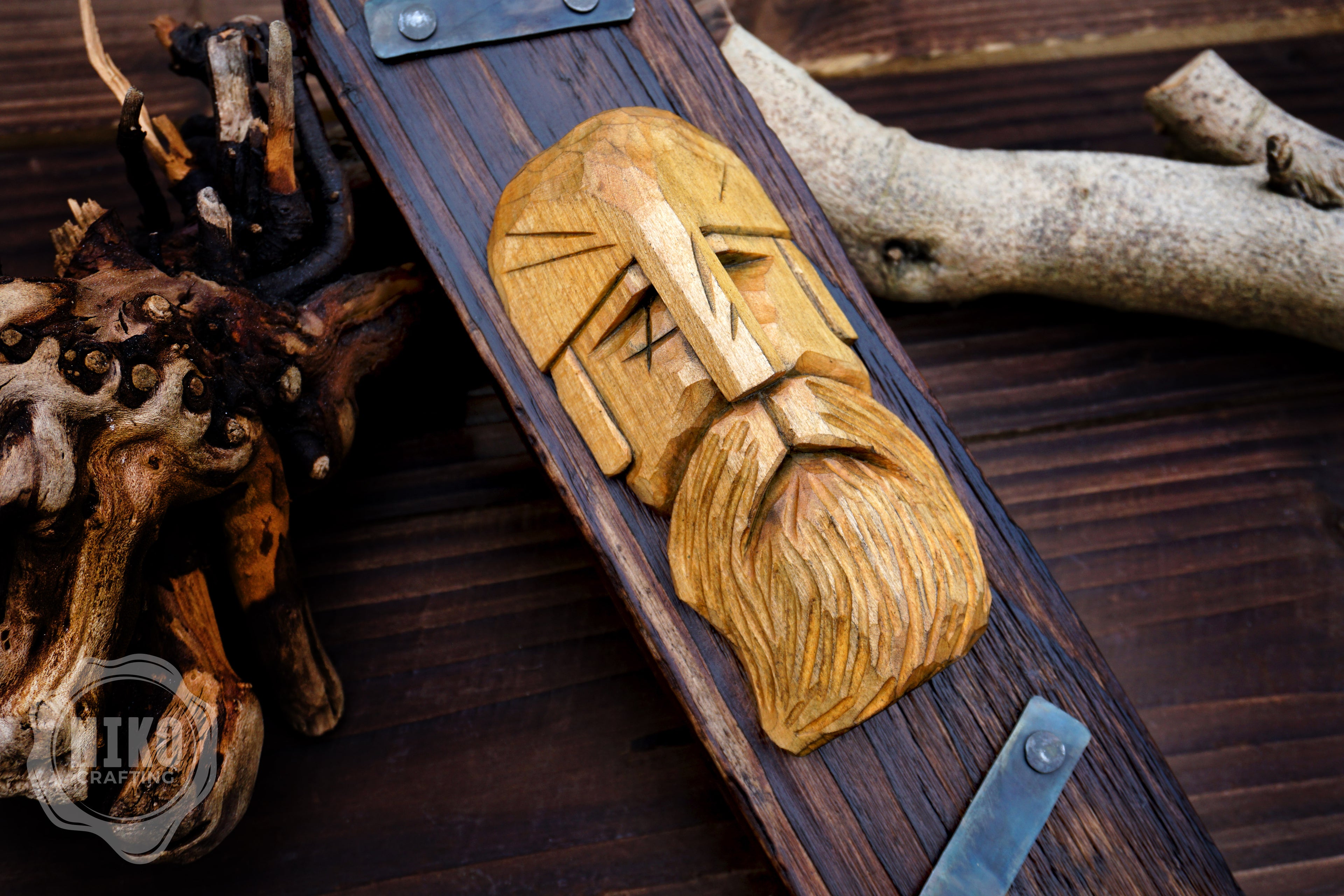 Hand-Carved Odin Wall Art- Rustic Viking Decoration. Personalised gift