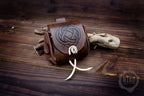 Handmade Medieval-style leather  pouch with Viking knot embossing - Hipbag