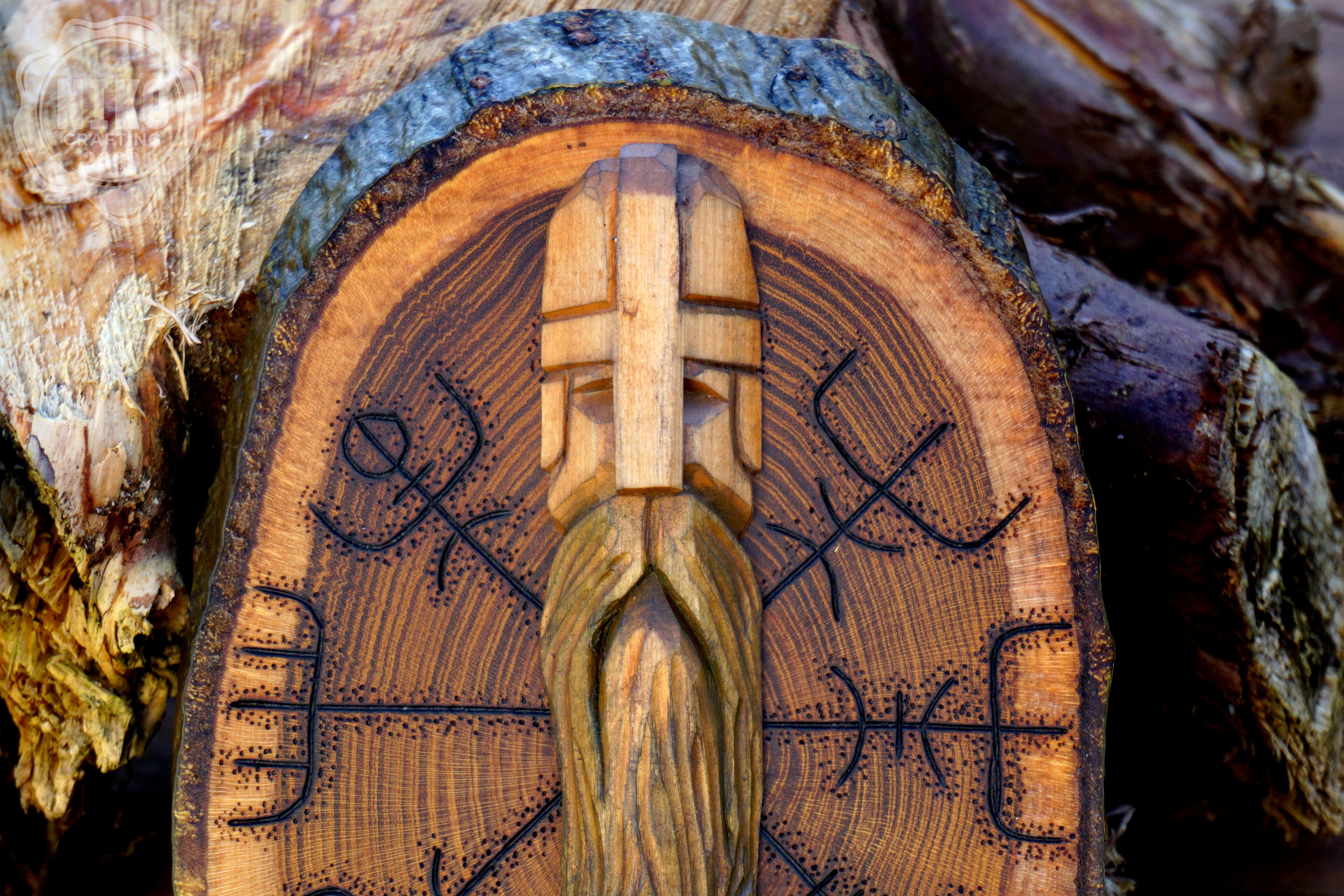Hand Carved Viking Wall Art – Lime Wood, Laburnum. Vegvisir - Viking Norse, icelandic Decor
