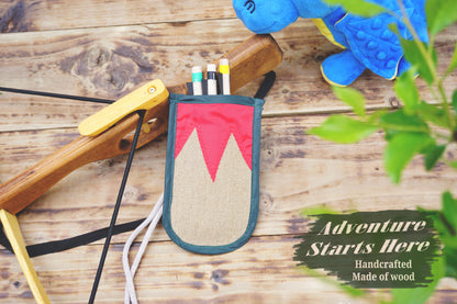Handmade Toy Linen Quiver for Small Crossbow – Includes 3 Wooden Bolts (Arrows)