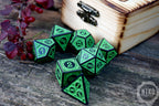 Personalised DnD Dice Set with Pyrography Wooden Box -  Viking Knot Design