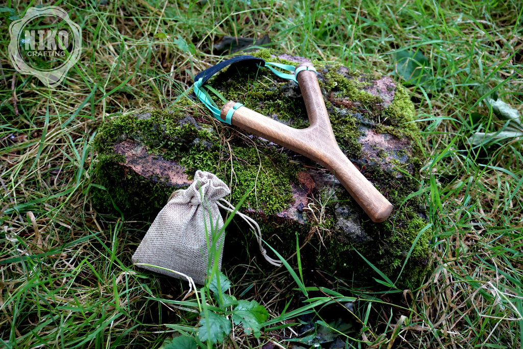 Slingshot and Felt Balls - Personalised, Handmade Catapult. Vintage Classic Toy