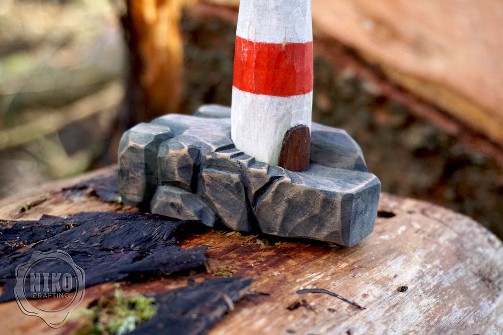 Hand-Carved Wooden Lighthouse – Personalised Home Decor. Whittled from Basswood