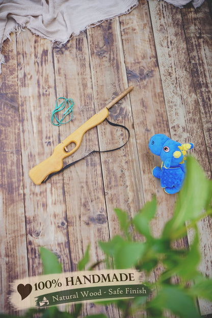 Large Wooden Rubberband Gun: Rifle - Handmade, Personalised Toy - Souvenir