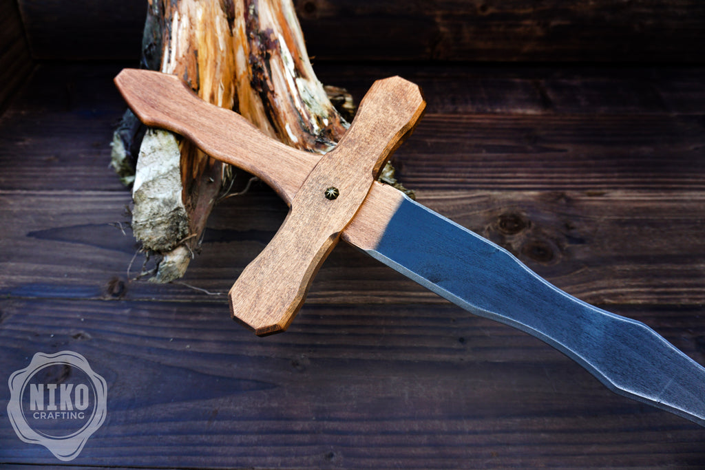 Wooden Two-Handed Toy Sword – Handmade Personalised Gift