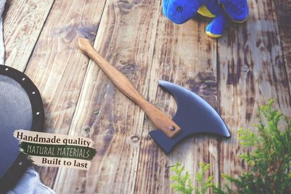 Wooden Medieval Toy Axe – Handmade Personalised, Unique Gift - B