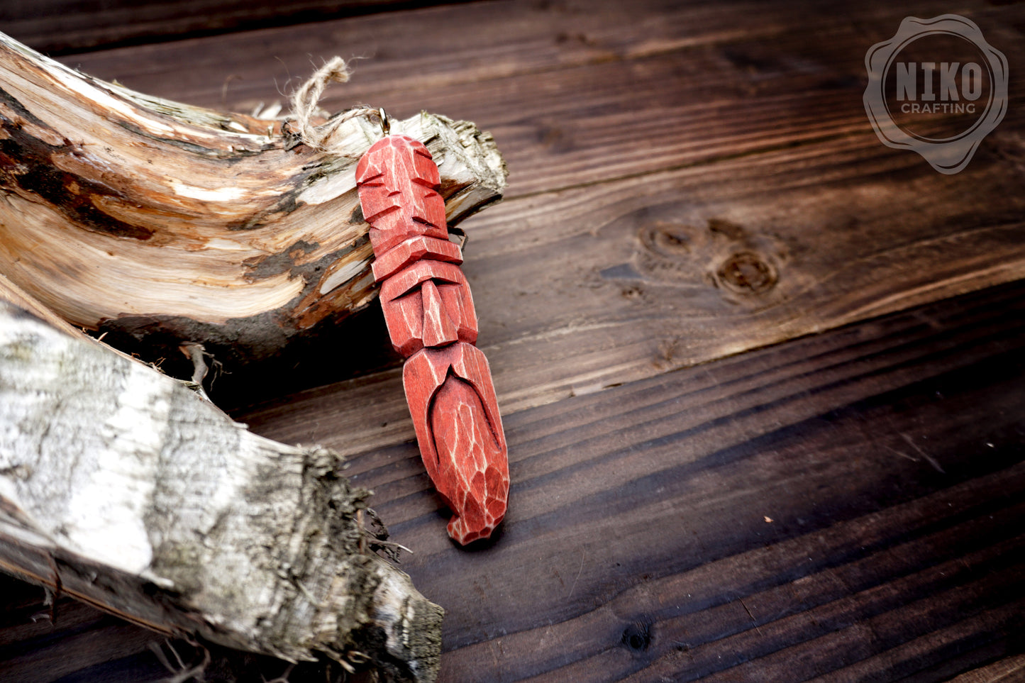 Hand-Carved Wooden Viking Ornament - Unique Personalized Rustic wall Decor: whittling dwarf, gnome, home spirit