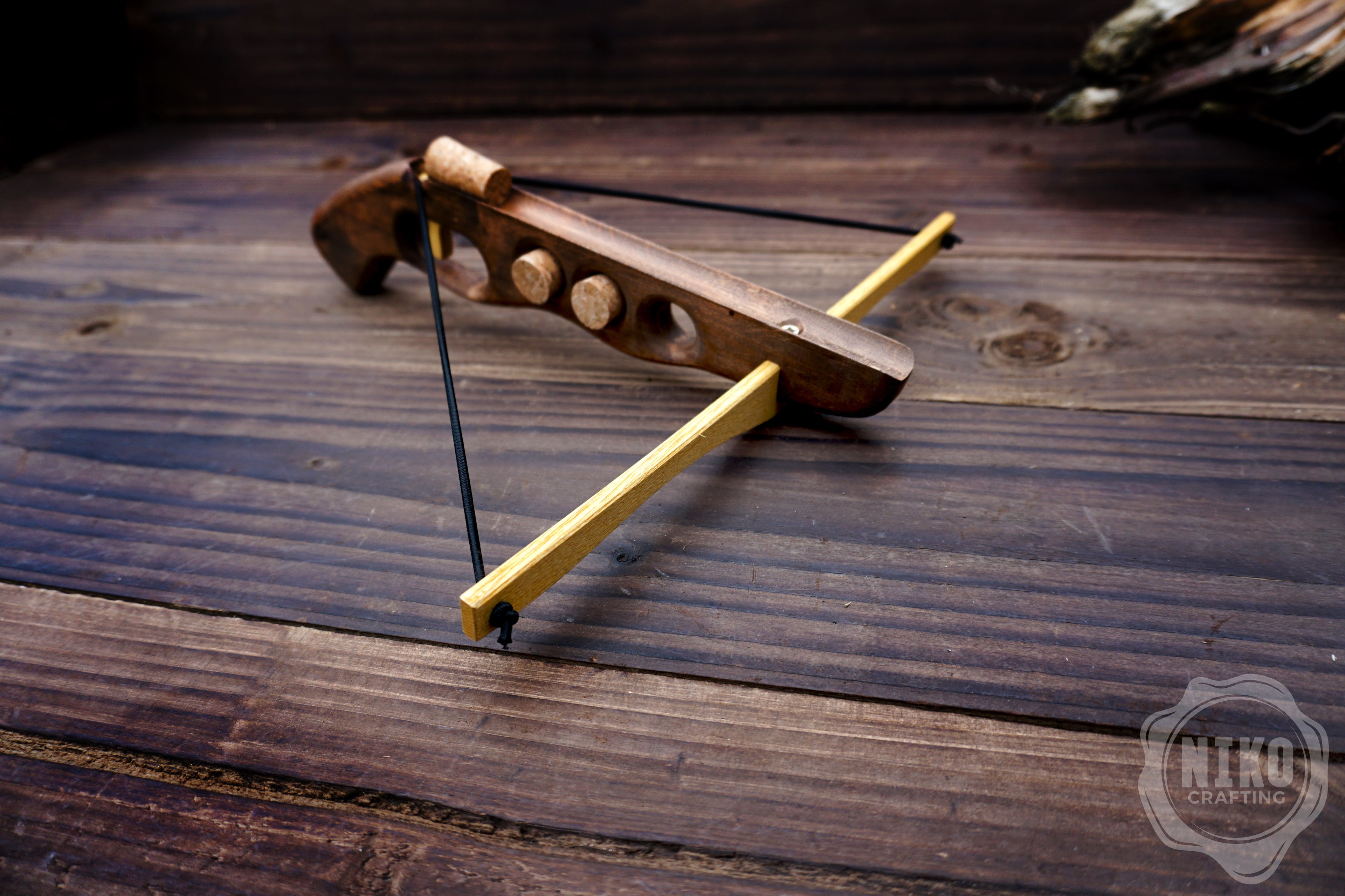 Wooden Cork-Crossbow and 3 corck: Handmade, Personalised Gift toy