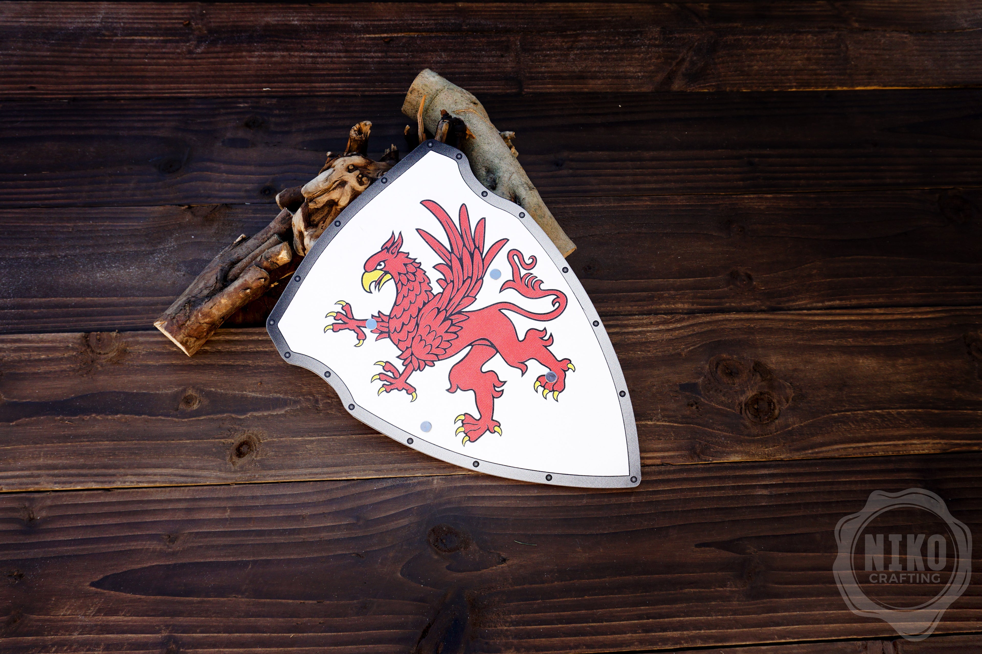 Wooden Small Toy Sword and Gryffin Shield - Handmade, Personalised gift