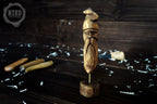 Hand-Carved Bearded Viking- Whittled Standing Figurine. Personalised Viking in Hat