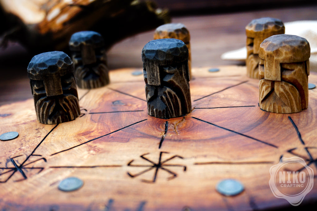 Three Men’s Morris – Handmade Wooden Board Game - Slavic Version - slavic swarga