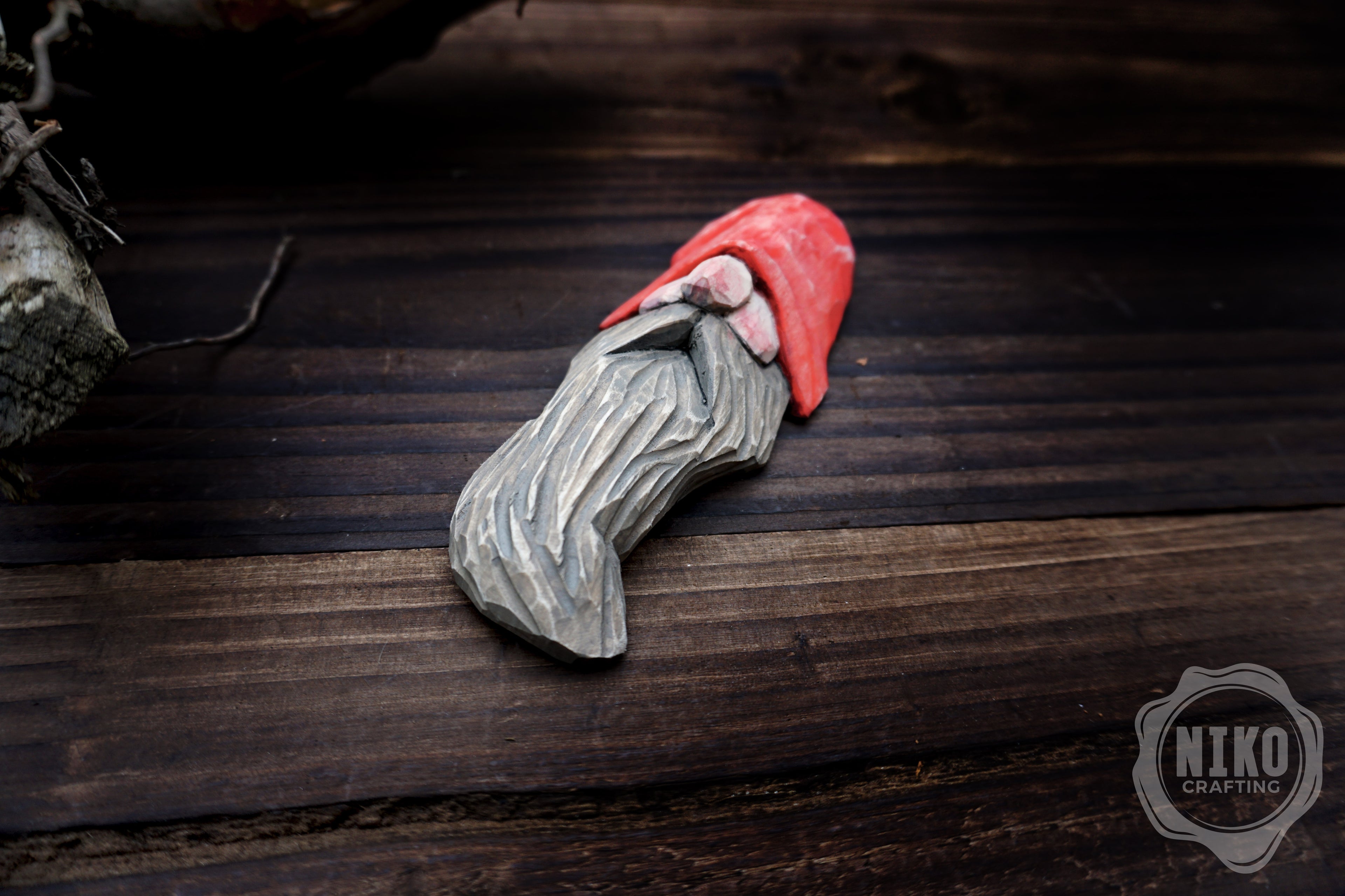 Hand-Carved Wooden Gnome Fridge Magnet – Personalized Rustic Home Décor - Basswood Dwarf figurine.