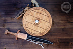 Wooden Toy Viking Sword and Round Shield Set: Handmade Personalised Gift - A