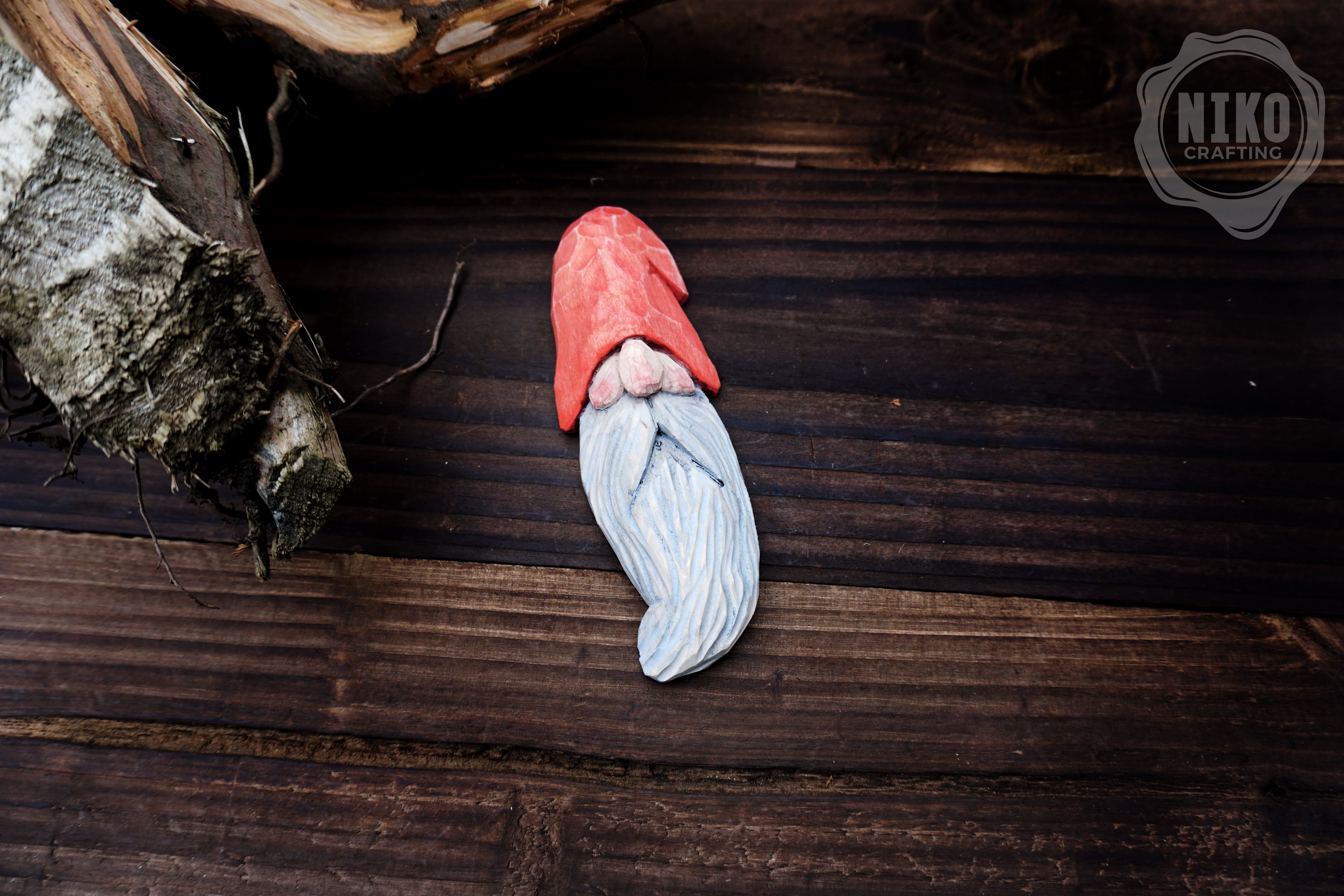 Hand-Carved Wooden Gnome Fridge Magnet – Personalized Rustic Home Décor - Basswood Dwarf figurine